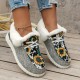 Women's Fluffy Fleece Lined Canvas Shoes, Thermal Slip On Low Top Shoes, Winter Warm Flat Shoes