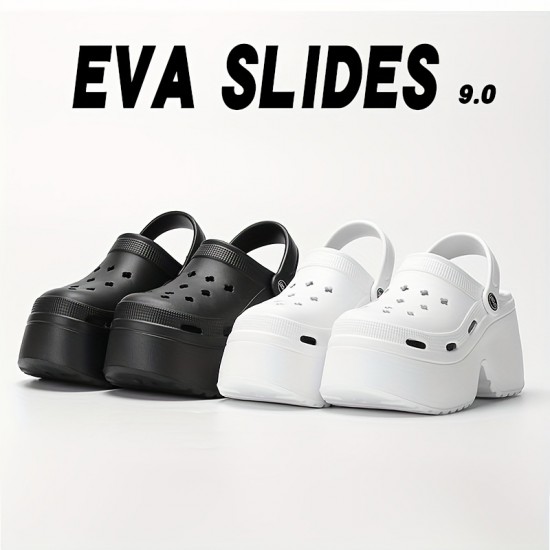 Women's Solid Color Clogs, Casual Hollow Out Design Garden Shoes, Comfortable Slip On Shoes