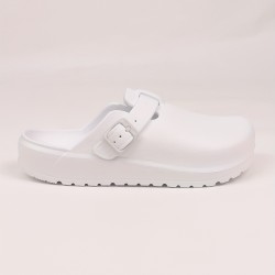 Women's Solid Color Clogs, Slip On Round Toe Buckle Decor Non-slip Soft Sole EVA Slides, Summer Casual Beach Shoes