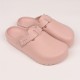 Women's Solid Color Clogs, Slip On Round Toe Buckle Decor Non-slip Soft Sole EVA Slides, Summer Casual Beach Shoes