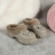 Women's Rhinestone & Chaine Decor Clogs, Closed Toe Soft Sole Platform Warm Lined Shoes, Winter Non-slip Plush Shoes