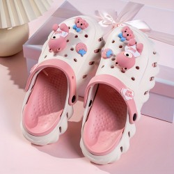 Women's Cute Cartoon Decor Clogs, Slip On Soft Sole Platform Non-slip Slides, Beach Summer Versatile Slides