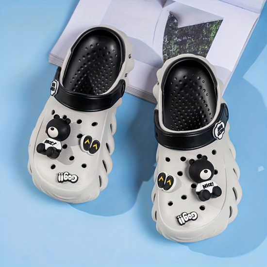 Women's Cute Cartoon Decor Clogs, Slip On Soft Sole Platform Non-slip Slides, Beach Summer Versatile Slides