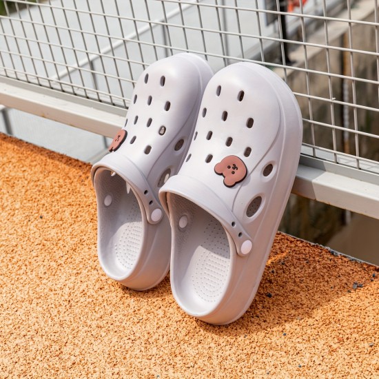 Cute Cartoon Decor Clogs, Slip On Soft Sole Platform Non-slip Slides, Casual Summer EVA Beach Shoes