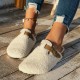 Women's Solid Color Fuzzy Mules, Slip On Soft Sole Lined Warm Shoes, Winter Non-slip Plush Shoes