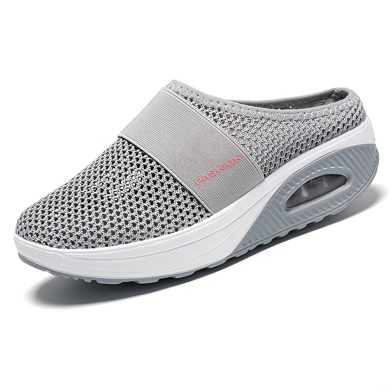 womens flying woven mesh sandals casual air cushion sole mules breathable lightweight mule sneakers details 4