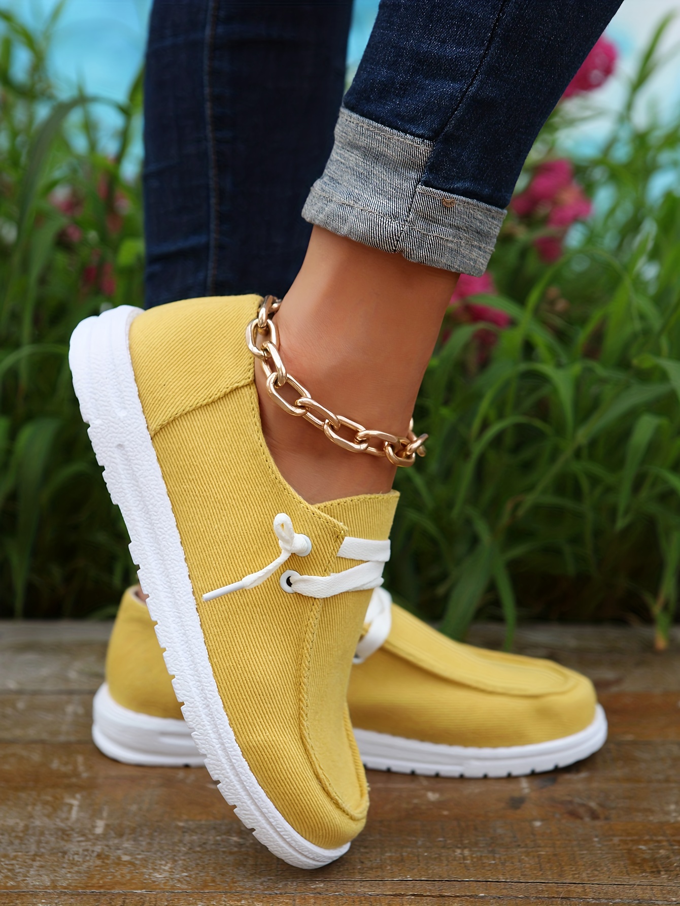 womens low top canvas shoes round toe slip on flat loafers casual walking shoes details 34