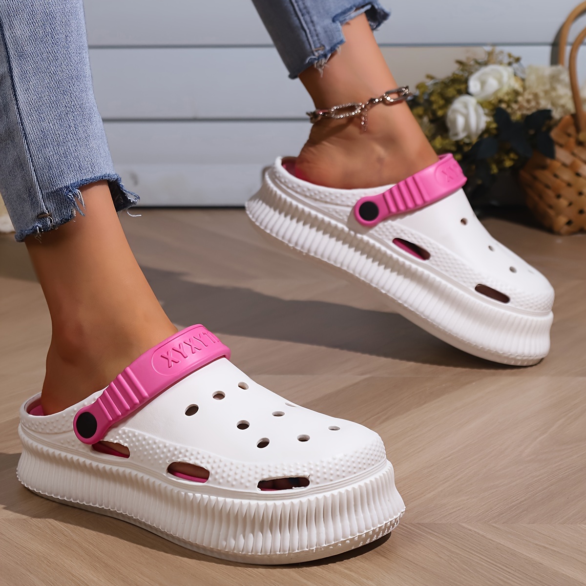 womens hollow out design clogs lightweight closed toe slip on shoes womens casual walking shoes details 2