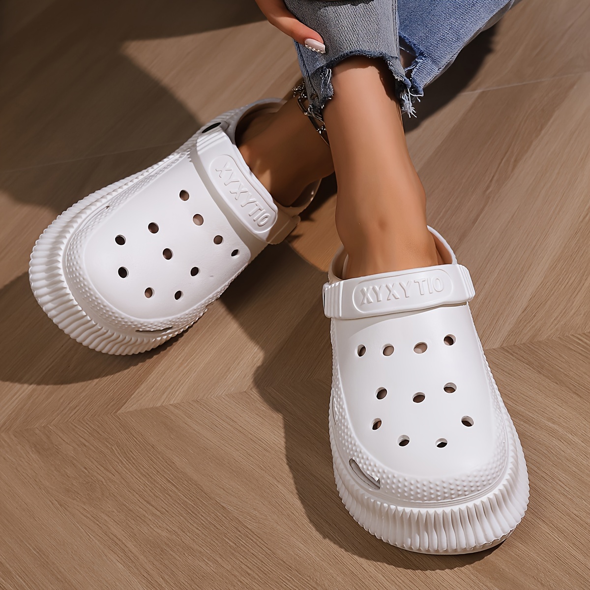 womens hollow out design clogs lightweight closed toe slip on shoes womens casual walking shoes details 4