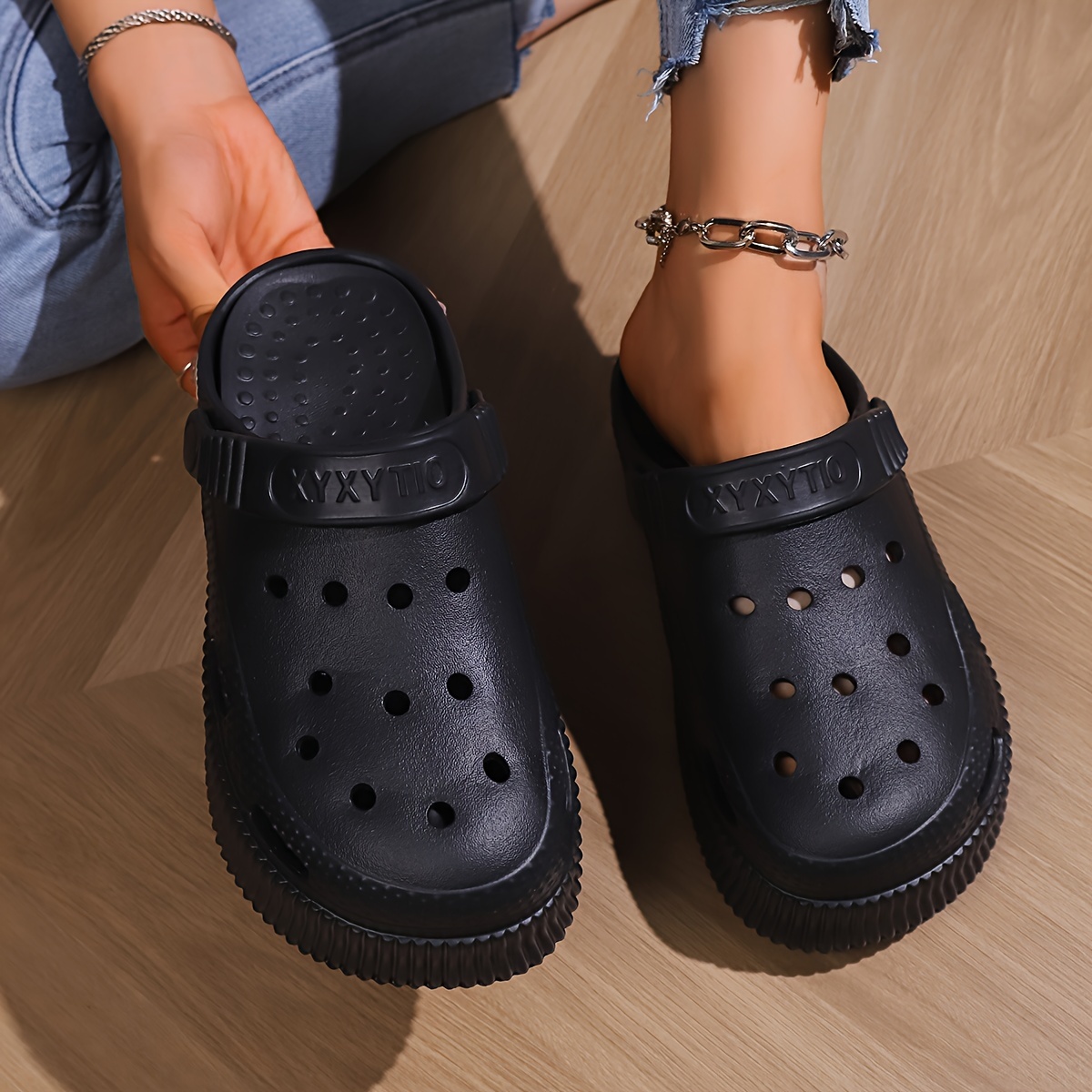 womens hollow out design clogs lightweight closed toe slip on shoes womens casual walking shoes details 7