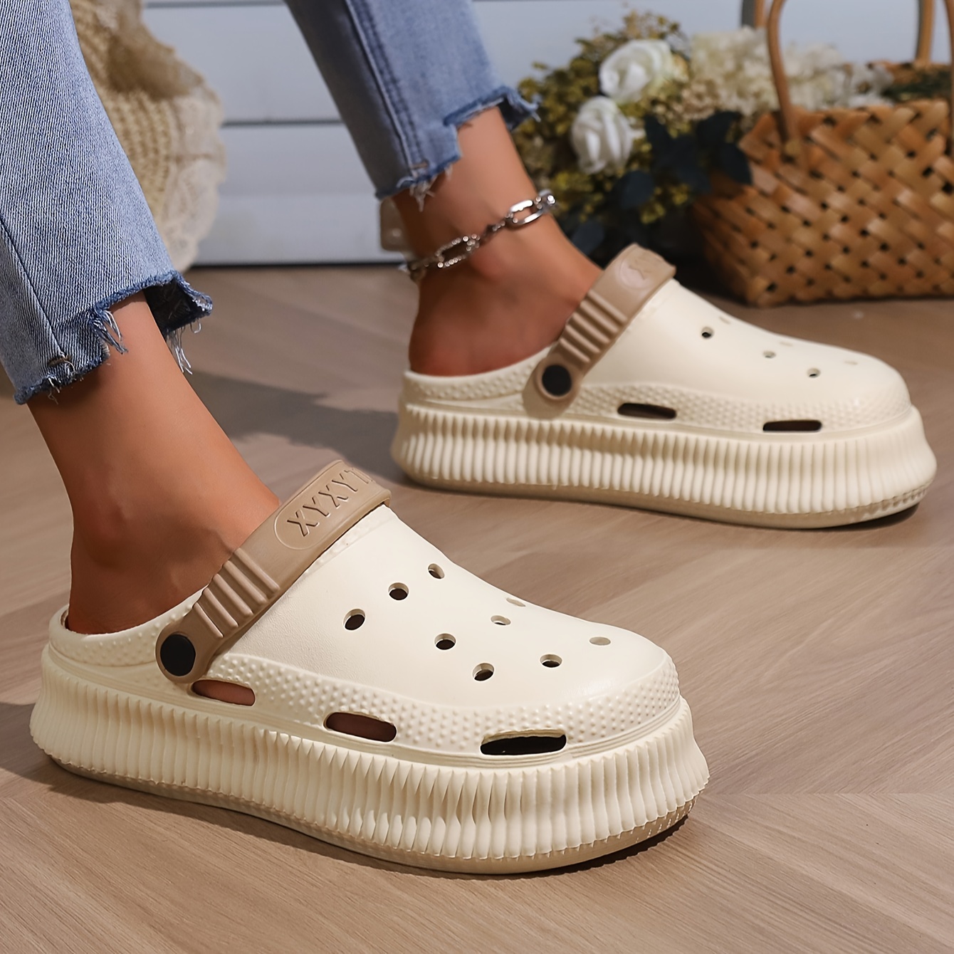 womens hollow out design clogs lightweight closed toe slip on shoes womens casual walking shoes details 9