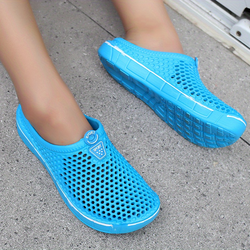 womens solid color flat clogs slip on round toe non slip outdoor casual slides shoes summer beach comfy shoes details 5