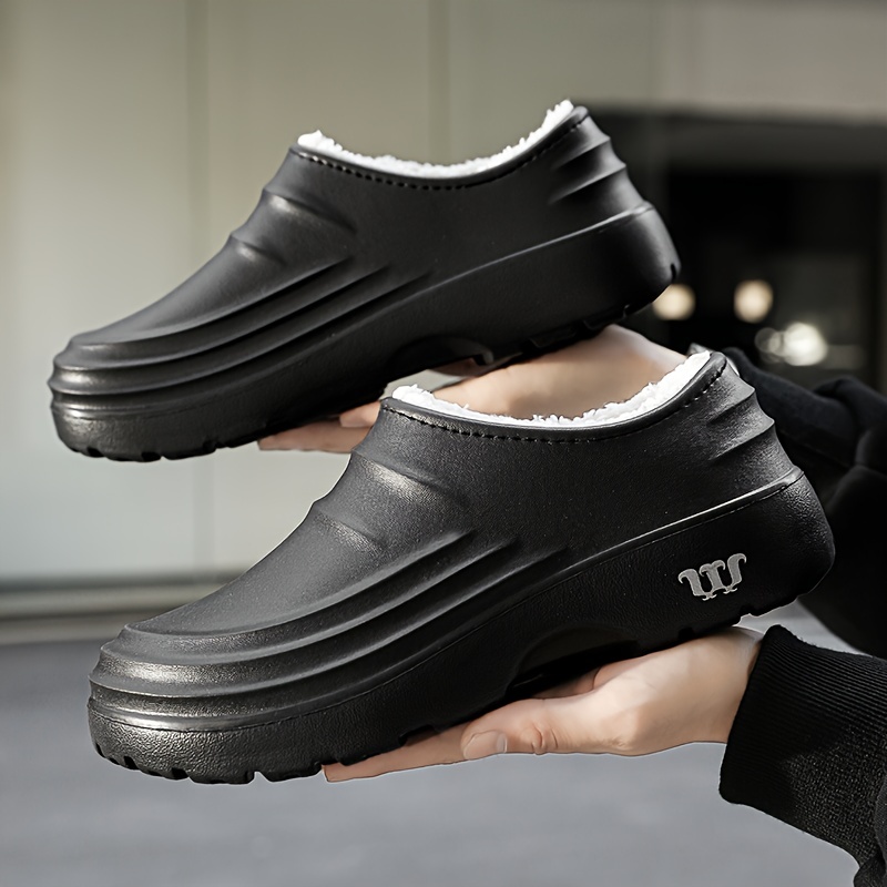 womens solid color clogs casual plush lined platform shoes comfortable slip on shoes details 5