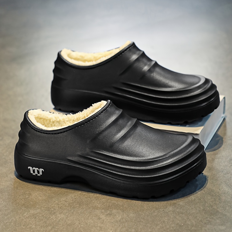 womens solid color clogs casual plush lined platform shoes comfortable slip on shoes details 7