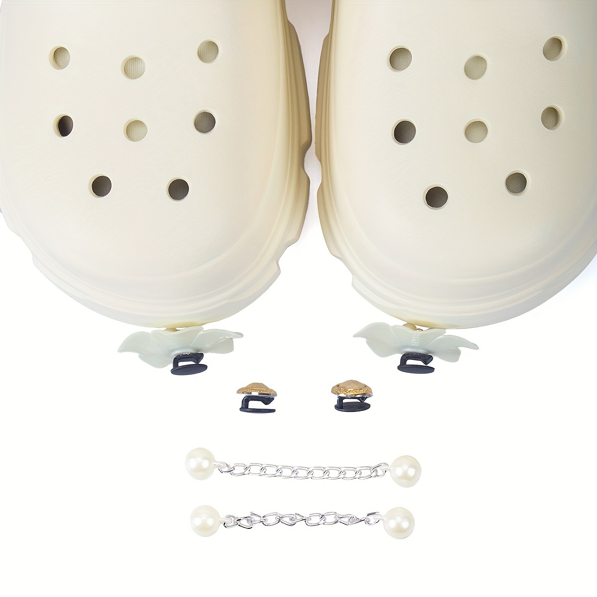 womens rhinestone chaine decor clogs closed toe soft sole platform warm lined shoes winter non slip plush shoes details 6