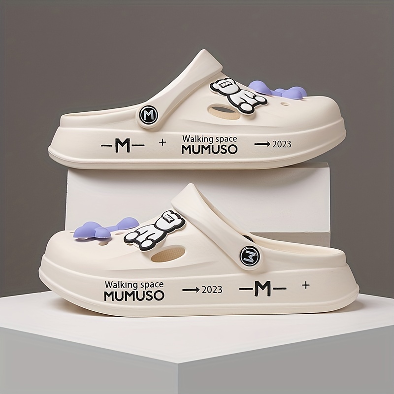 womens kawaii bear decor clogs lightweight closed toe slip on shoes womens breathable shoes details 3