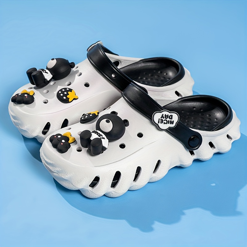 womens cute cartoon decor clogs slip on soft sole platform non slip slides beach summer versatile slides details 3