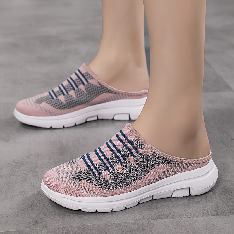 womens breathable knit mule sneakers casual slip on outdoor shoes lightweight comfortable shoes details 5