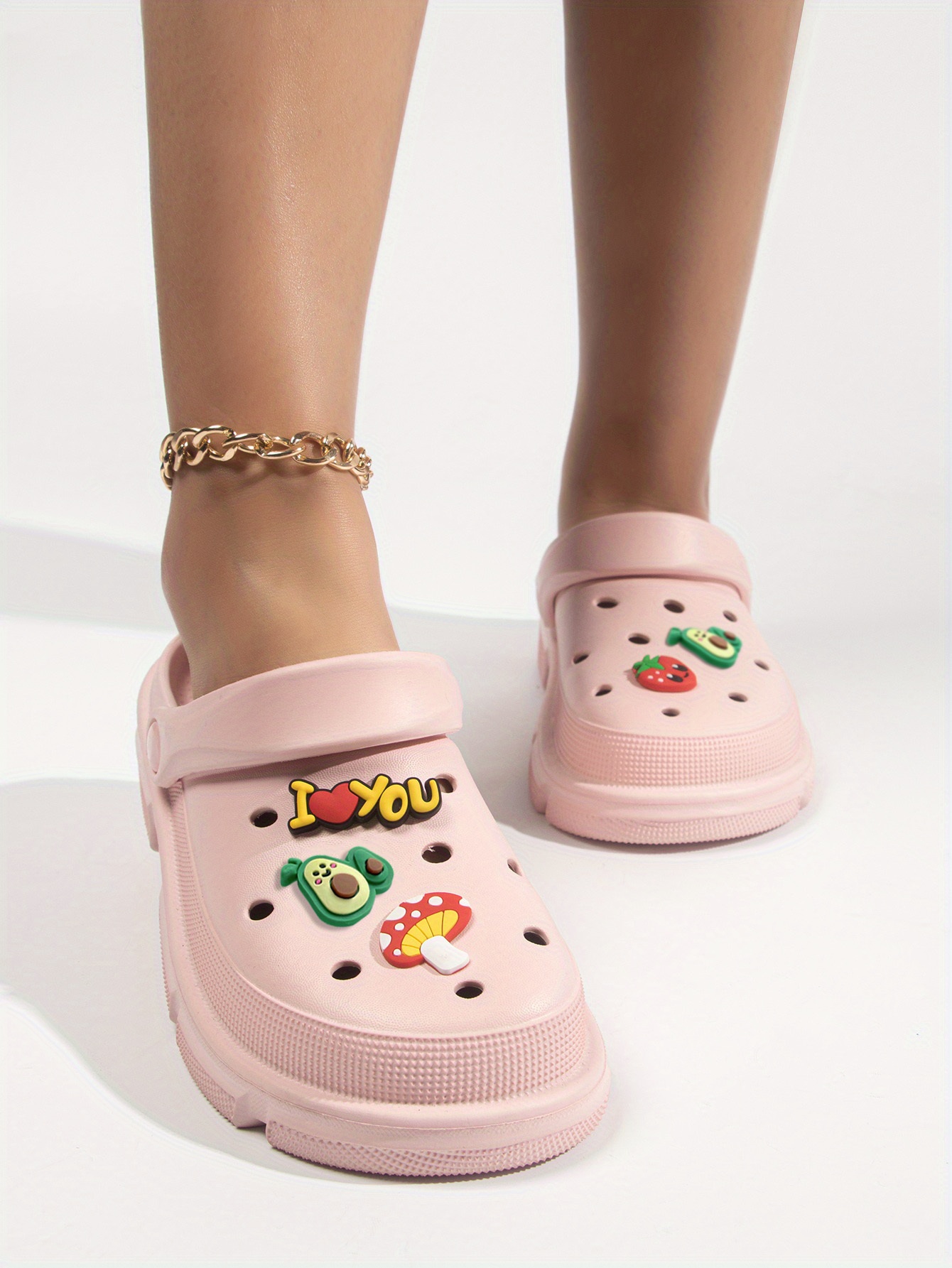 womens avocado strawberry decor clogs casual hollow out design garden shoes lightweight beach shoes details 3